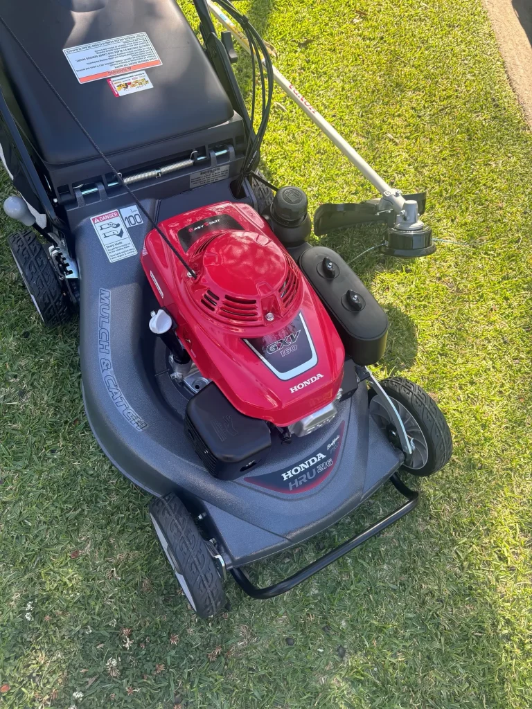 Honda lawn mower and equipment used by HWD Landscape and Maintenance, Gold Coast